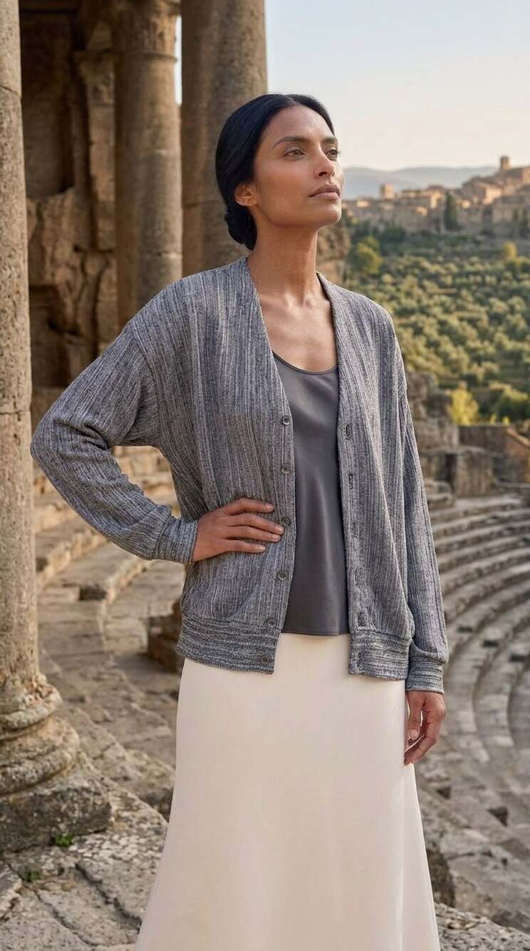 Mount Vernon Cardigan Size XL Gray Ribbed Knit V-Neck Sweater